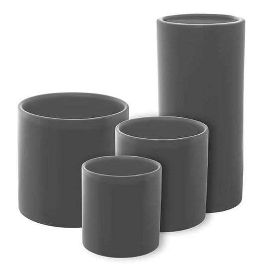 Cylinder Pot Satin Matte Charcoal (10.5 X 10.5cm)