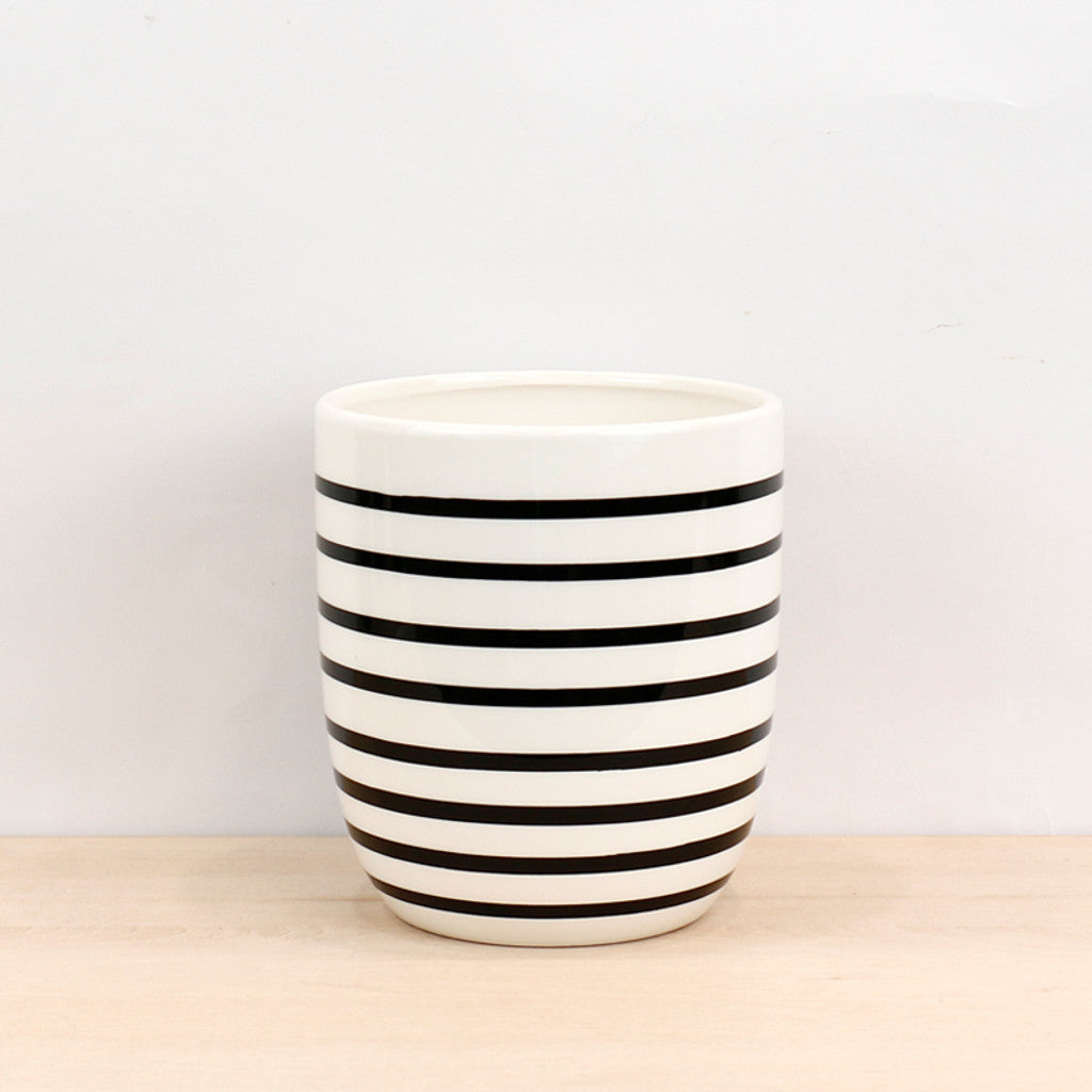 White Striped Pot - Large