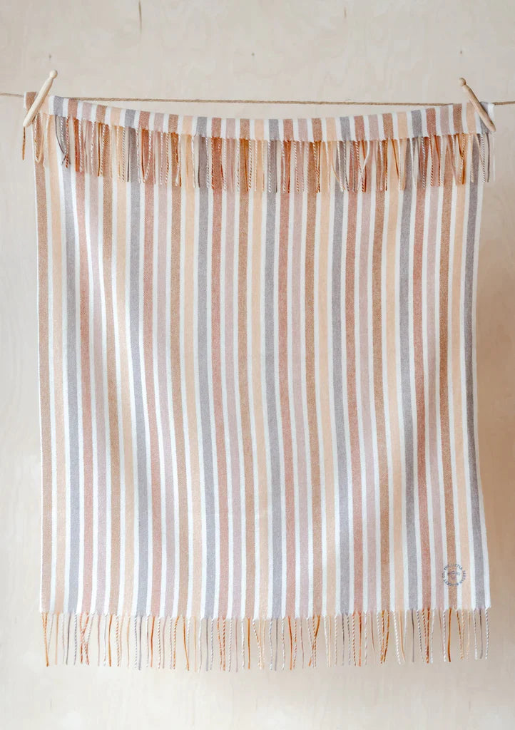 The Tartan Blanket Co - Lambswool Baby blanket Neutral stripe
