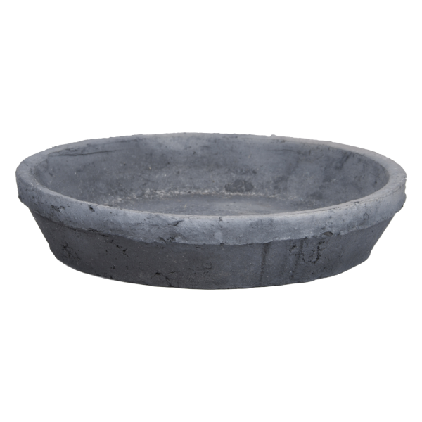 Round Grey Bowl with Saucer - Medium